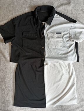 Size 3X Black & White 2 Pieces Skirt